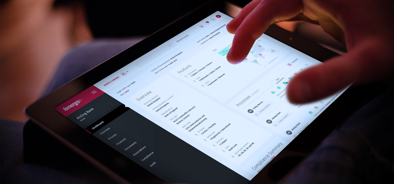 User interface on a tablet being interacted with by a persons hand.