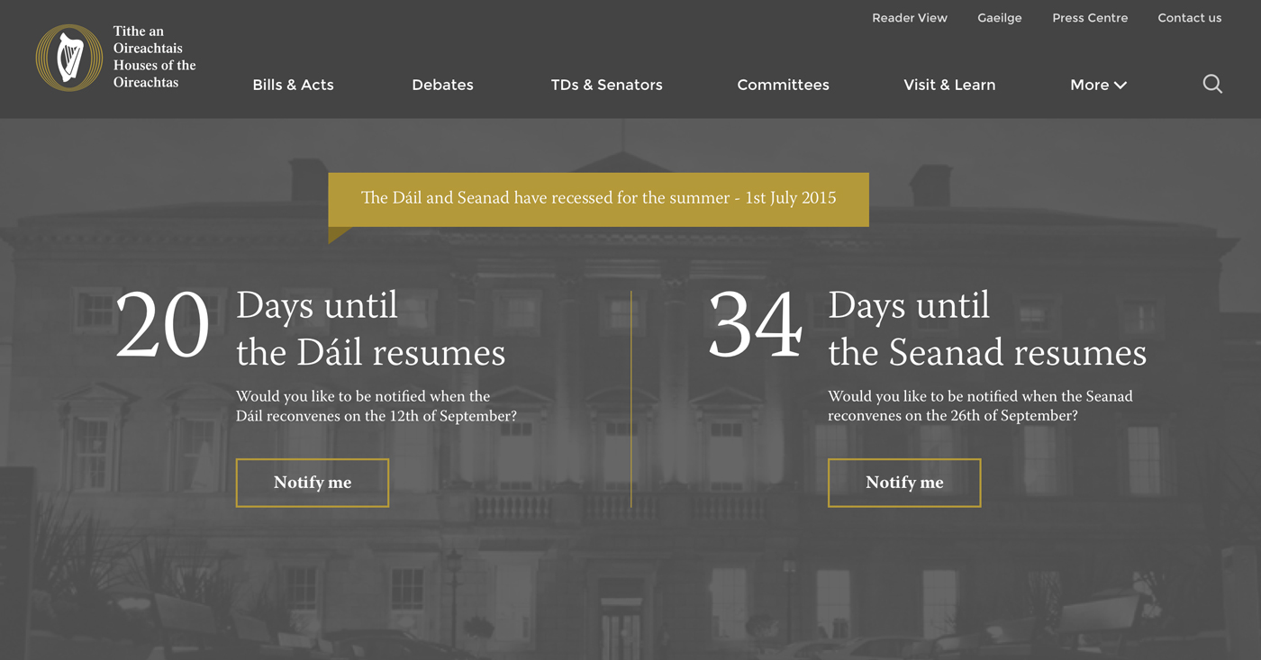 Image of website with dark background and bold decorative typography